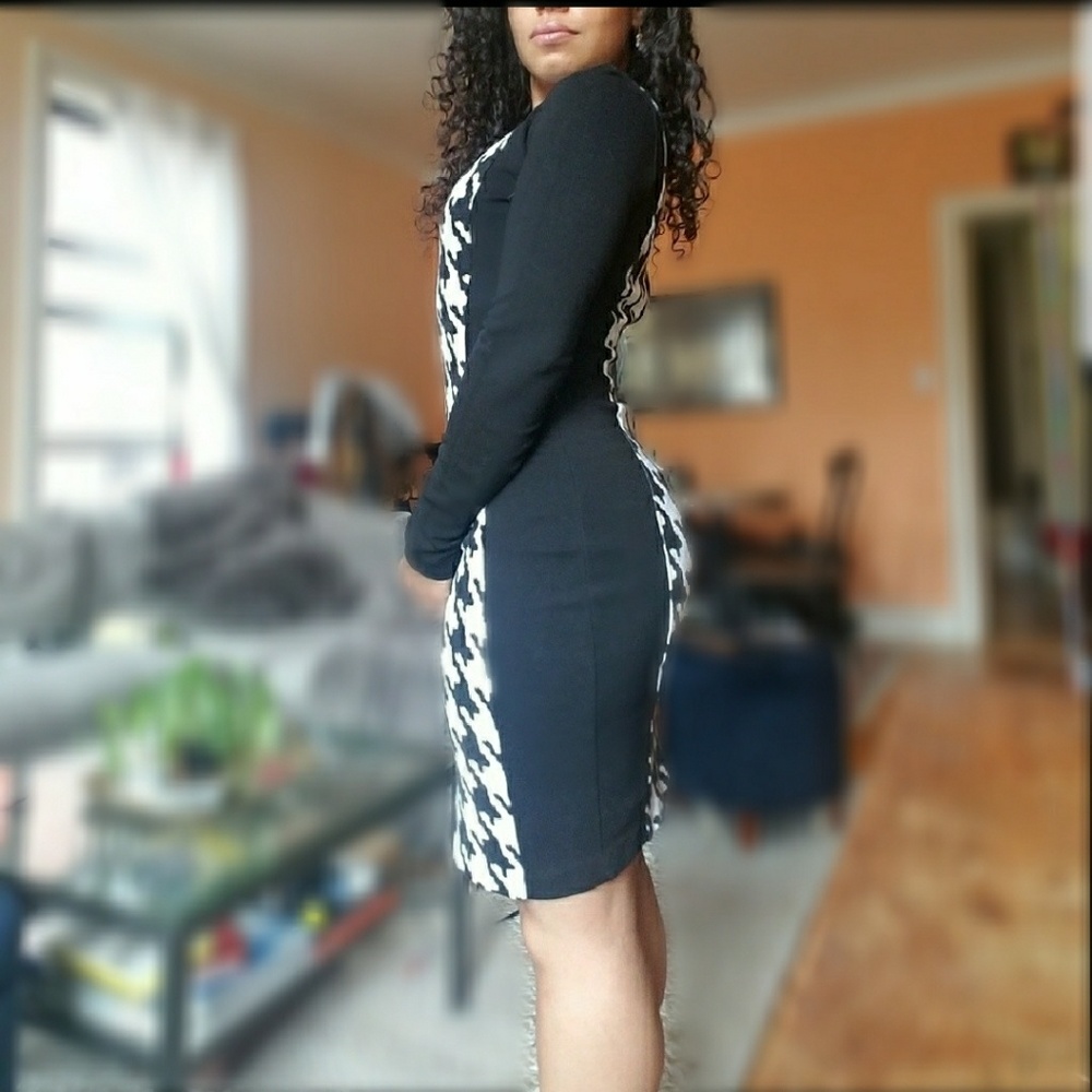 Mango Houndstooth bodycon dress